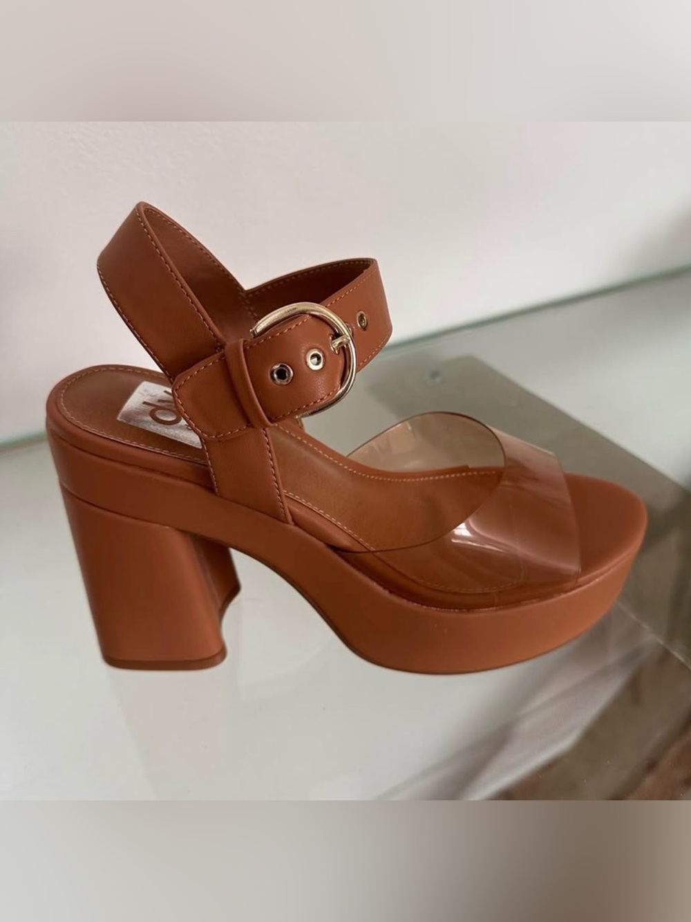 Dolce Vita Cognac Platform Block Heel Sandals - Picture 3 of 5
